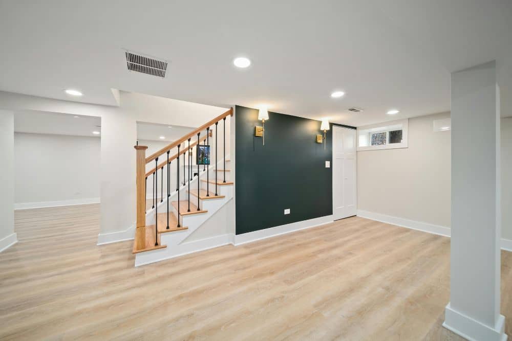 well-lit basement remodel