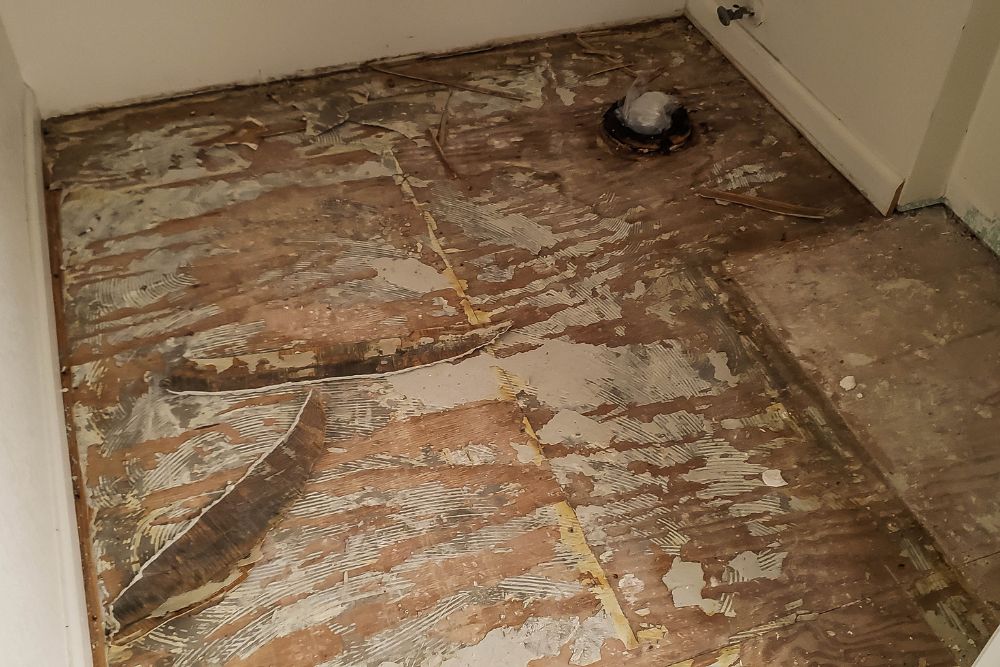 damaged bathroom floor