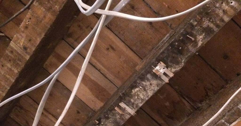 rewired bathroom ceiling