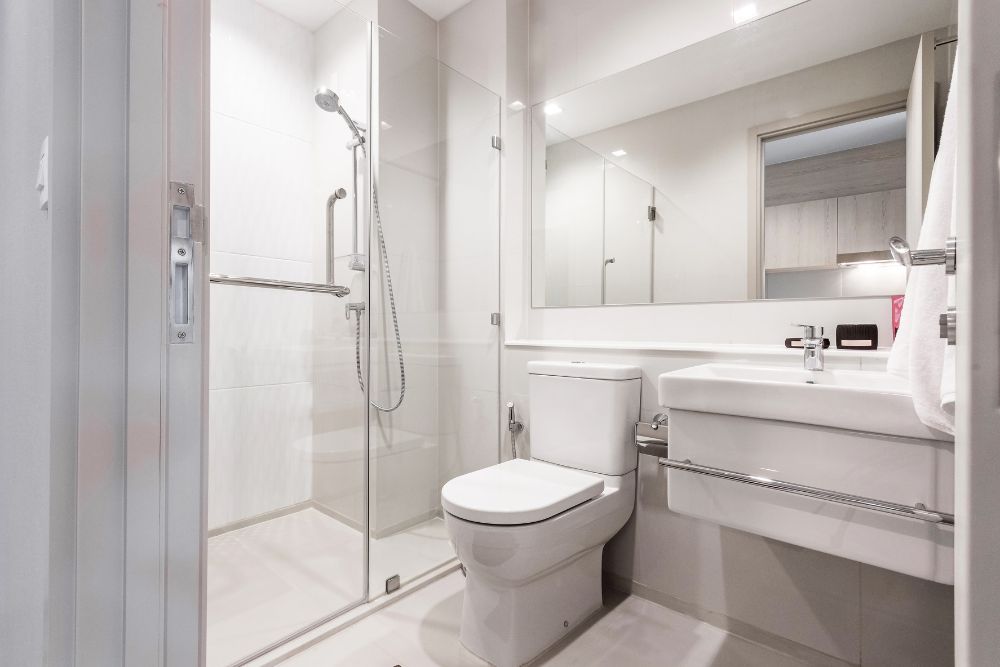 modern bathroom featuring bathroom safety upgrades