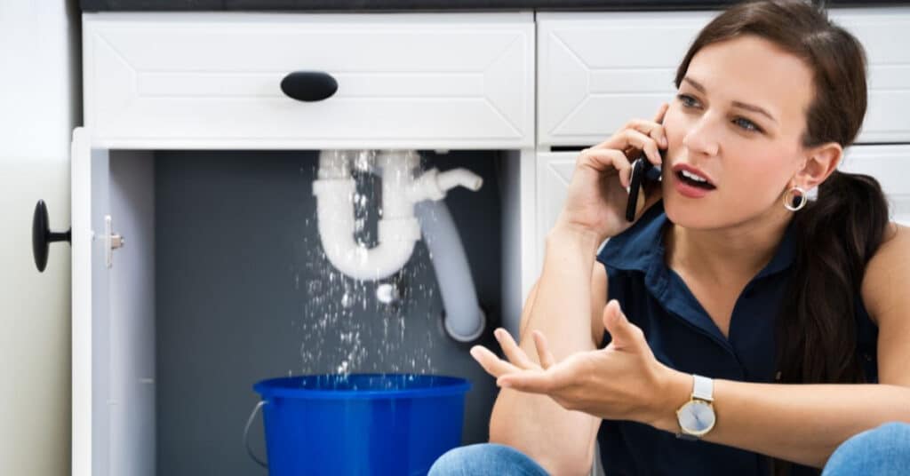 woman calling a kitchen repair professional