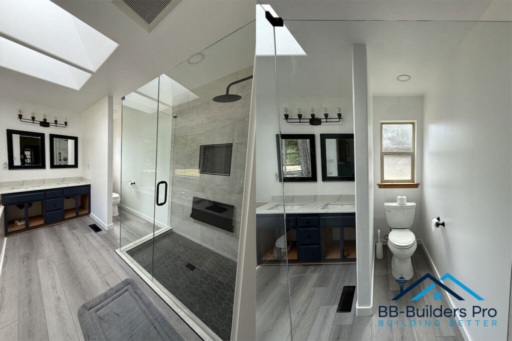 full bathroom renovation with framing
