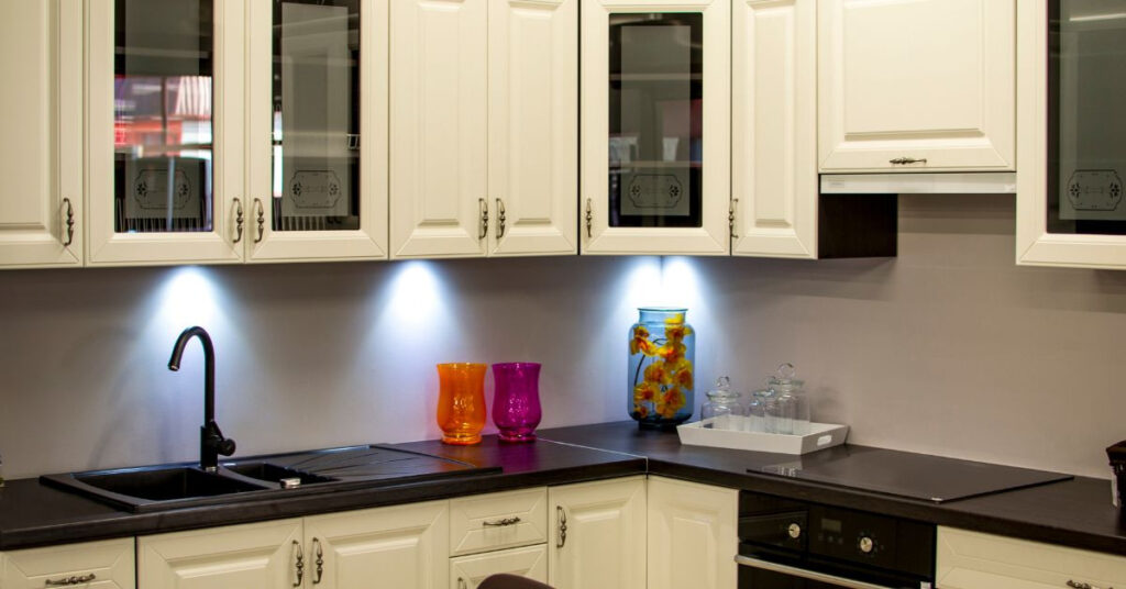 kitchen with under-cabinet lighting