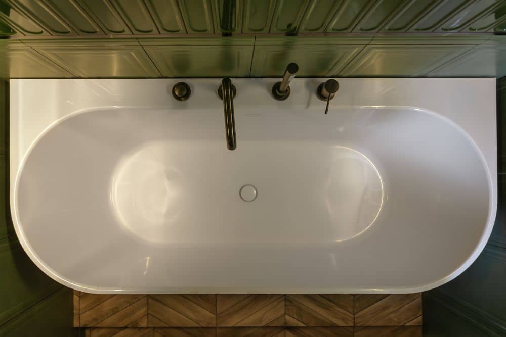 topside of a back-to-wall freestanding tub