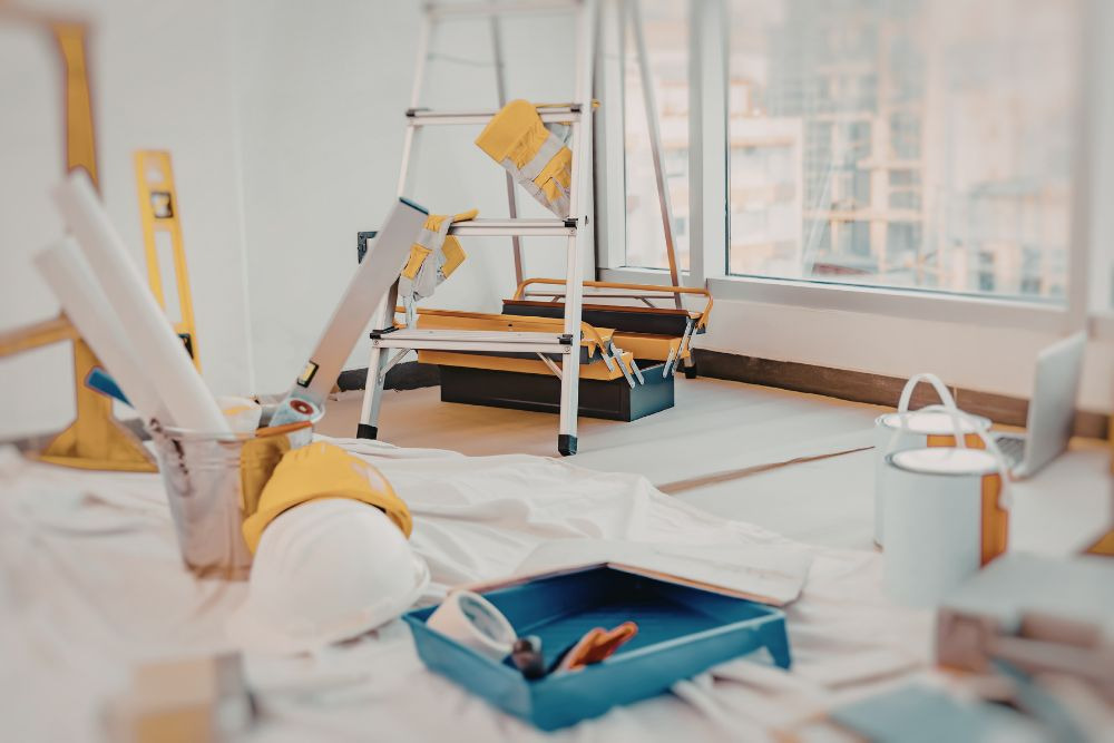 supplies ready for bathroom renovation