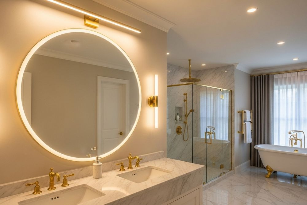 vanity illuminated by oled lights