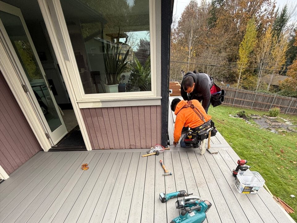 timbertech deck maintenance team at work on an old deck