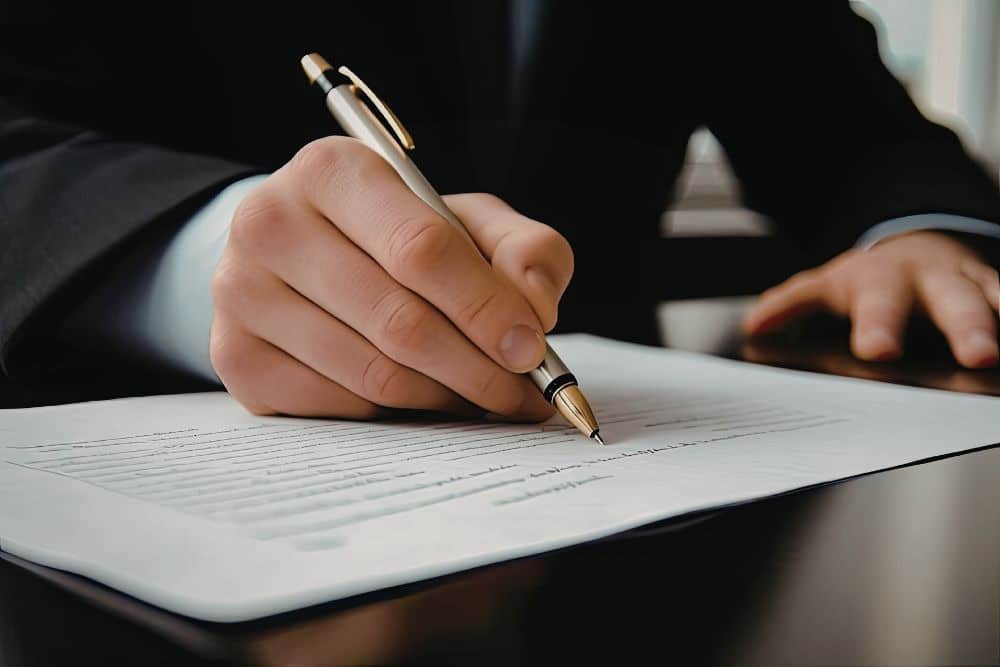 person reading a contract
