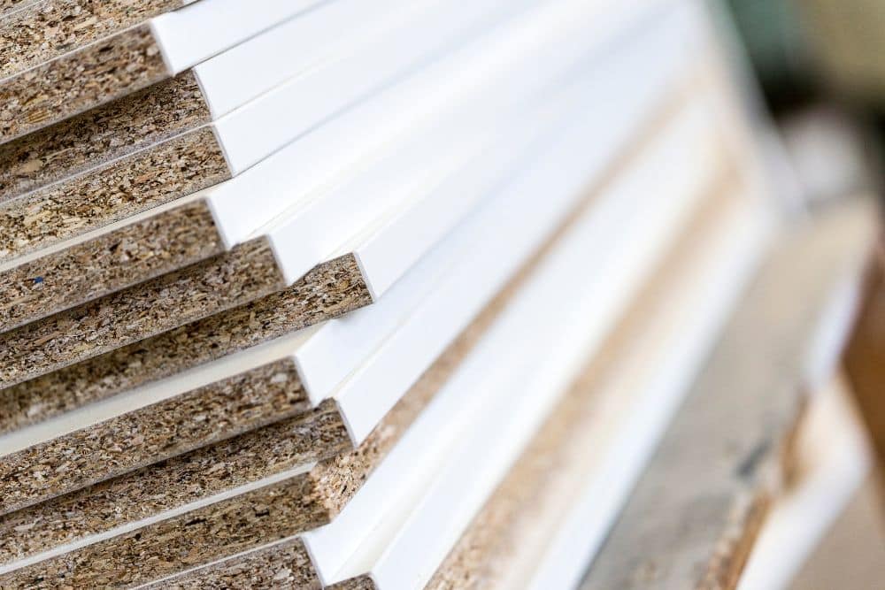 a stack of particle boards