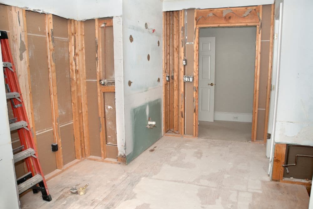 unfinished bathroom remodel.