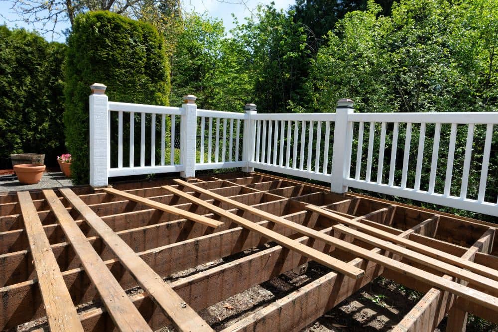 An unfinished Seattle deck that complies with deck permit requirements Seattle
