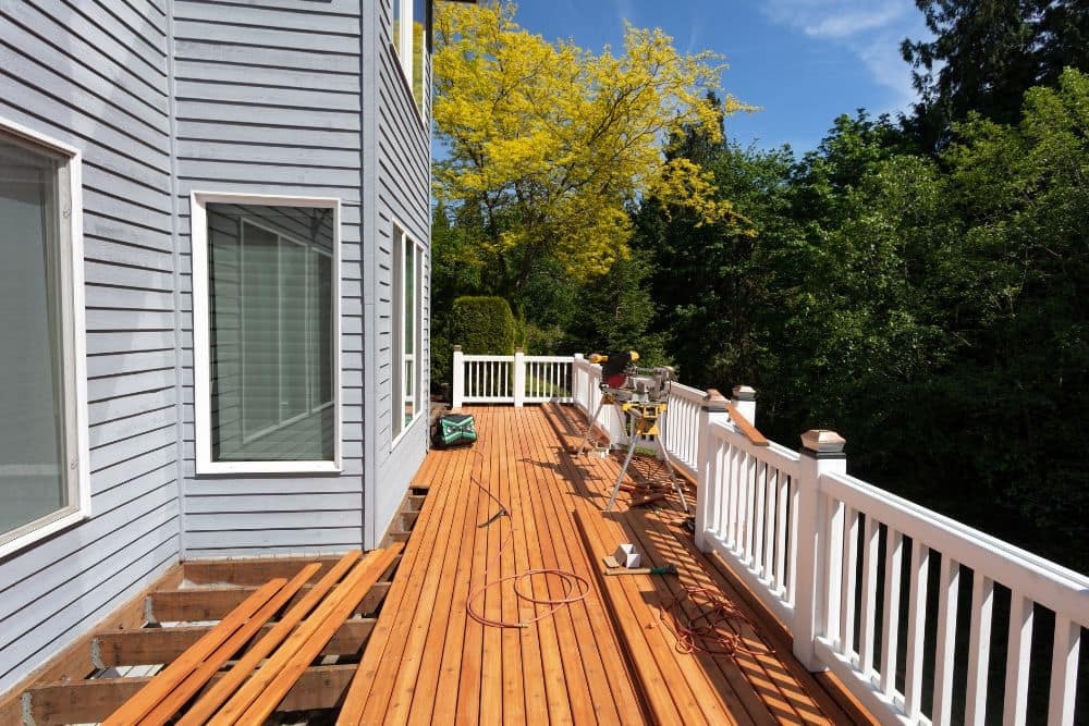 a deck under construction, demonstrating factors that trigger deck permit requirements in seattle and other king county cities
