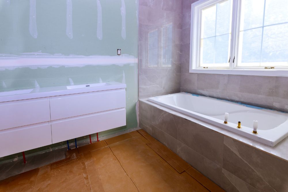 a nearly finished bathroom remodel, a result of change orders not devolving into scope creep
