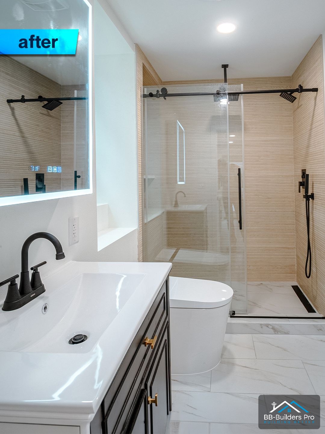 basement bathroom remodel with walk-in shower in seattle