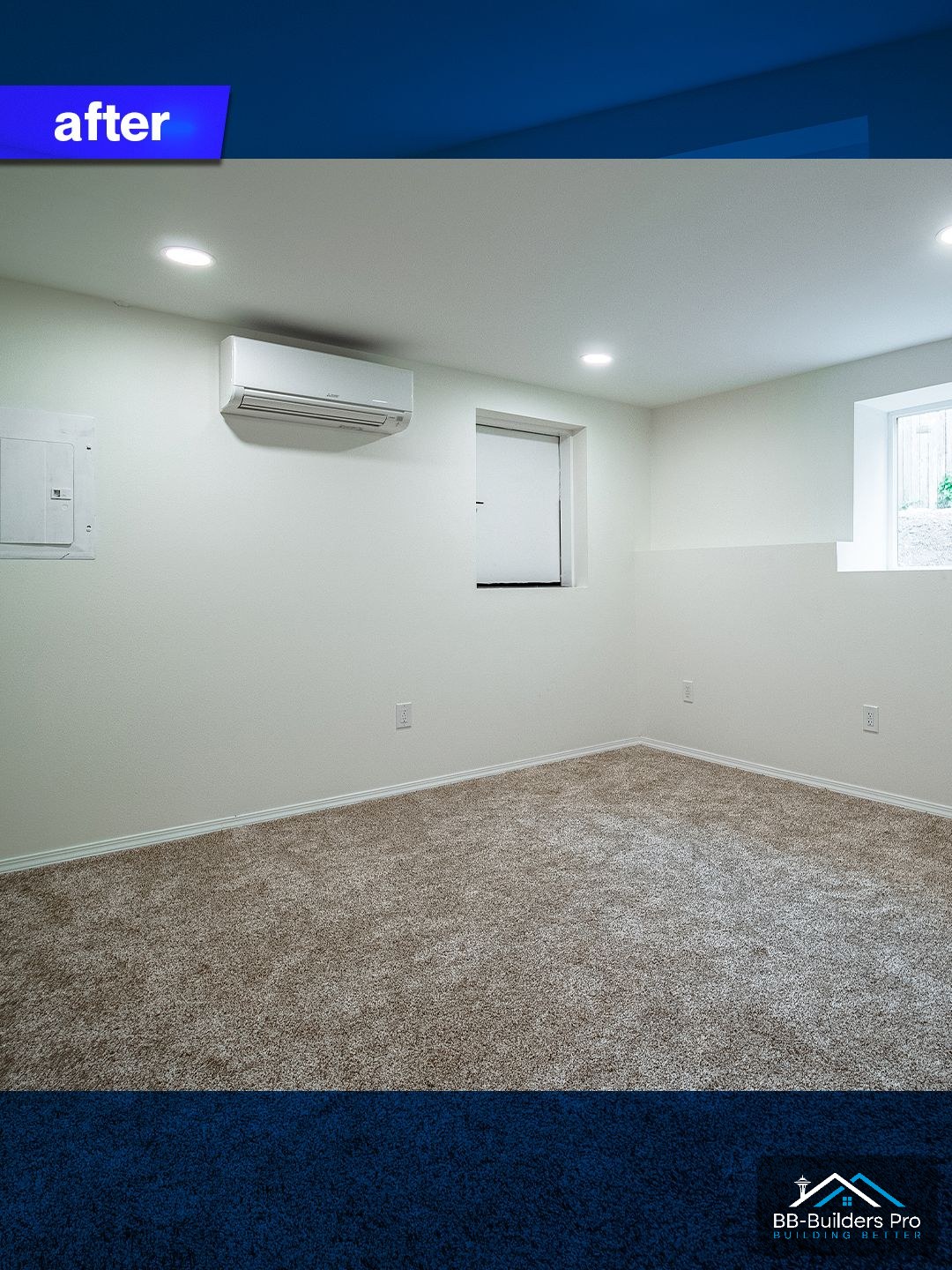 finished basement bedroom with egress window in king county