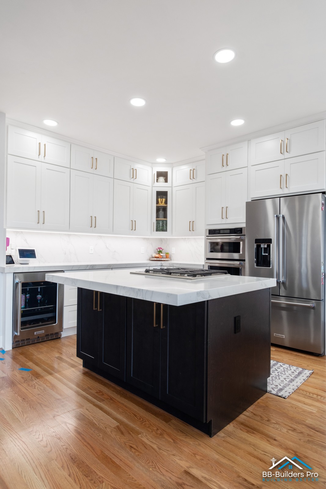 solid hardwood floor installation in a seattle kitchen remodel