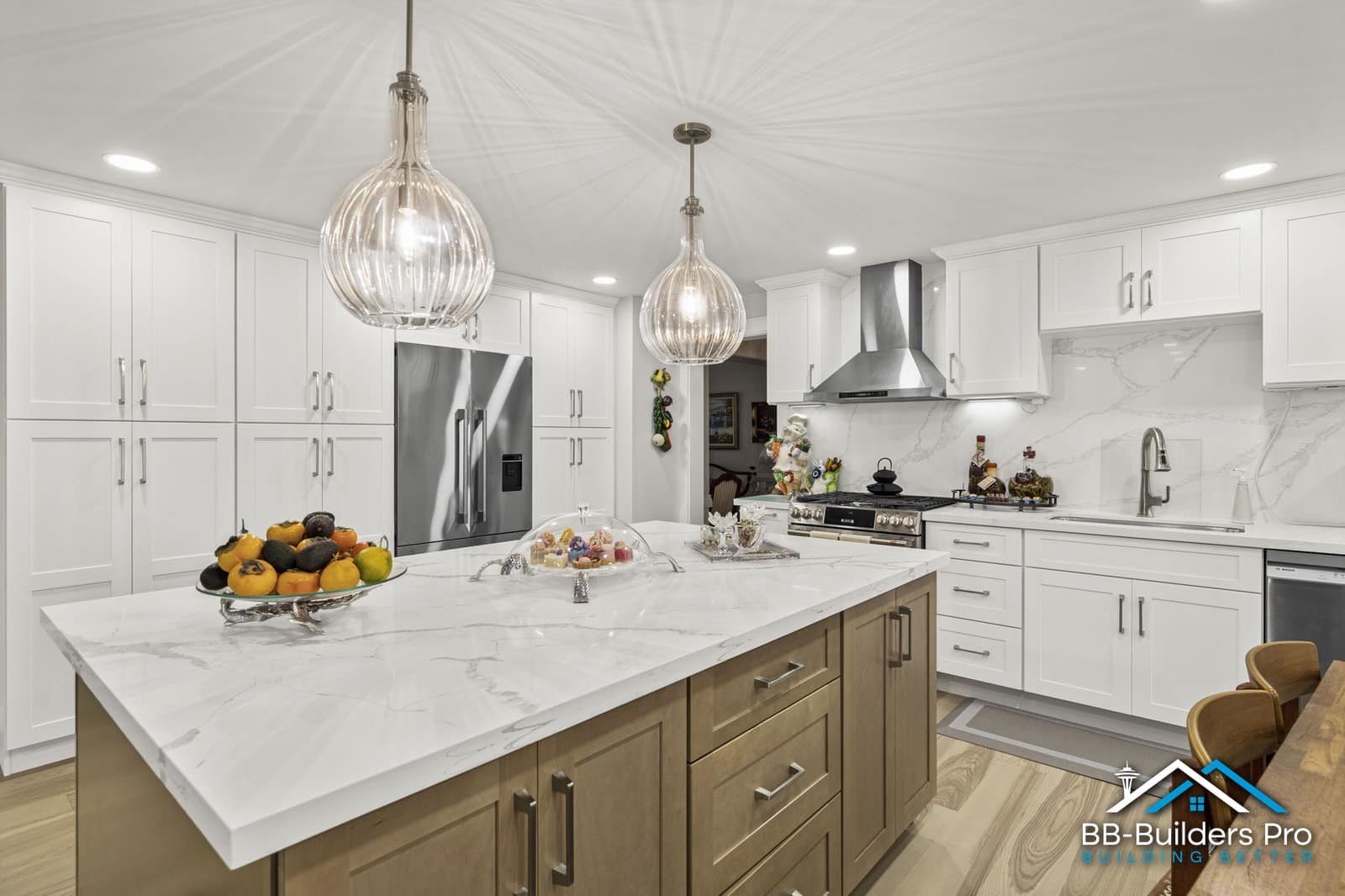 interior painting cost seattle — white painted kitchen walls and cabinets