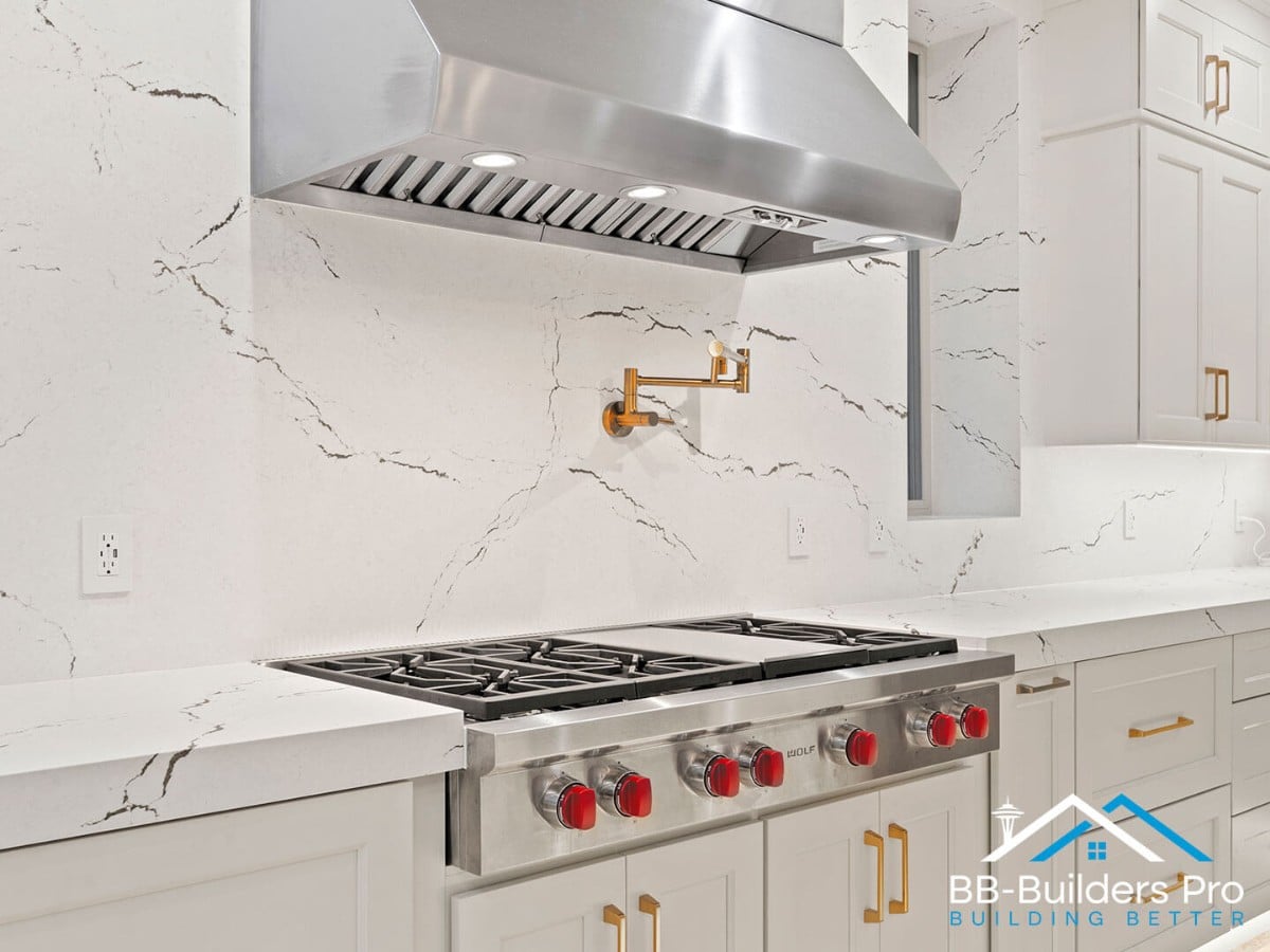 kitchen remodel schedule bellevue - new cabinets and countertops during a kitchen remodel
