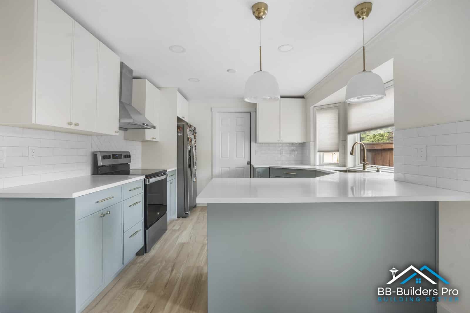 white quartz countertop installation, seattle wa kitchen