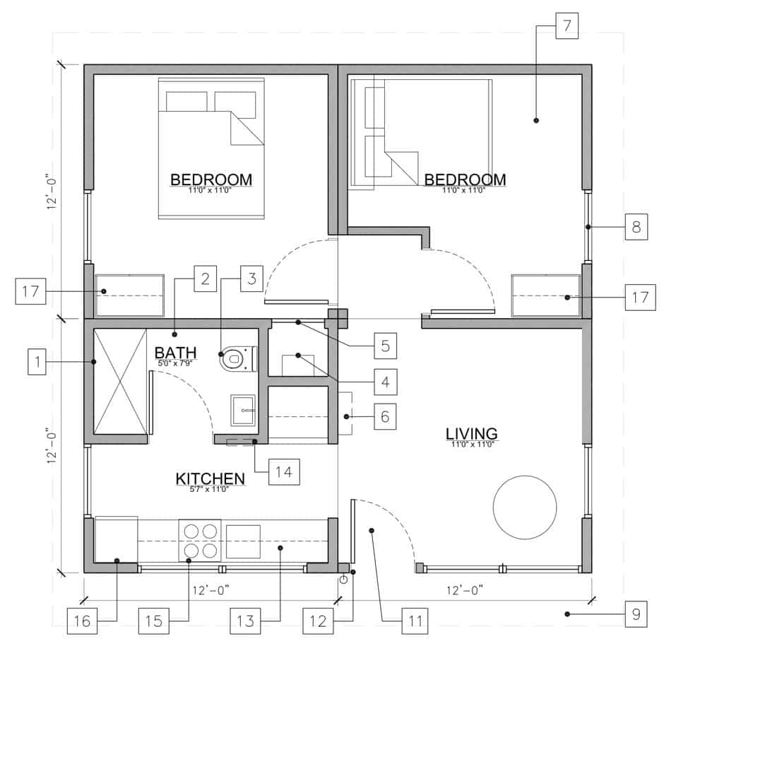 urban cottage floor plan drawing