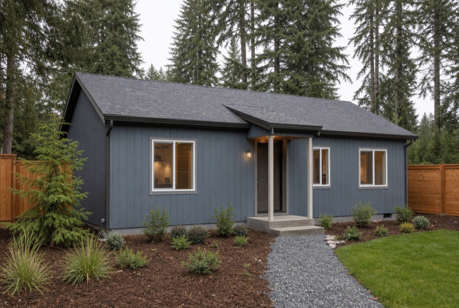 illustrative rendering of a one-story traditional cottage