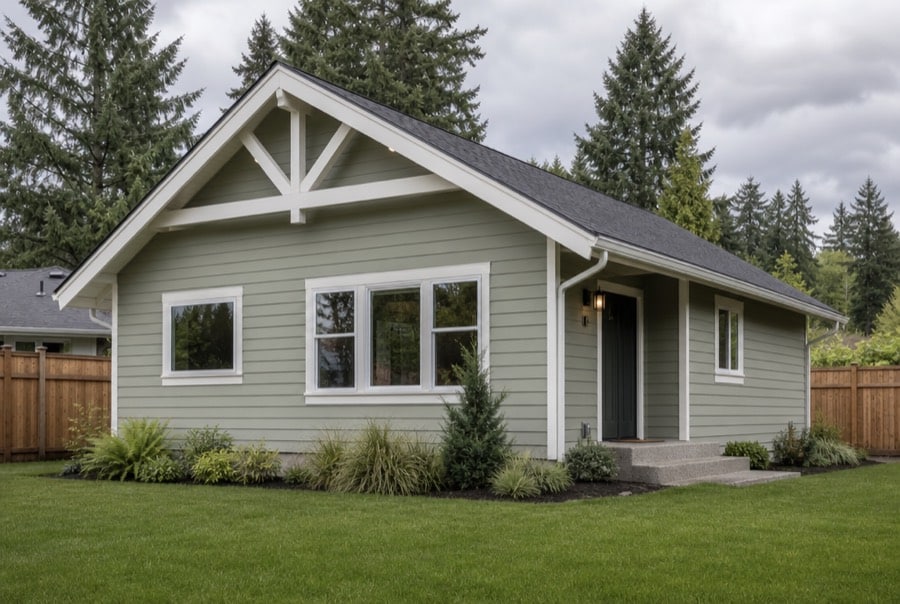 illustrative rendering of a single-story gable cottage