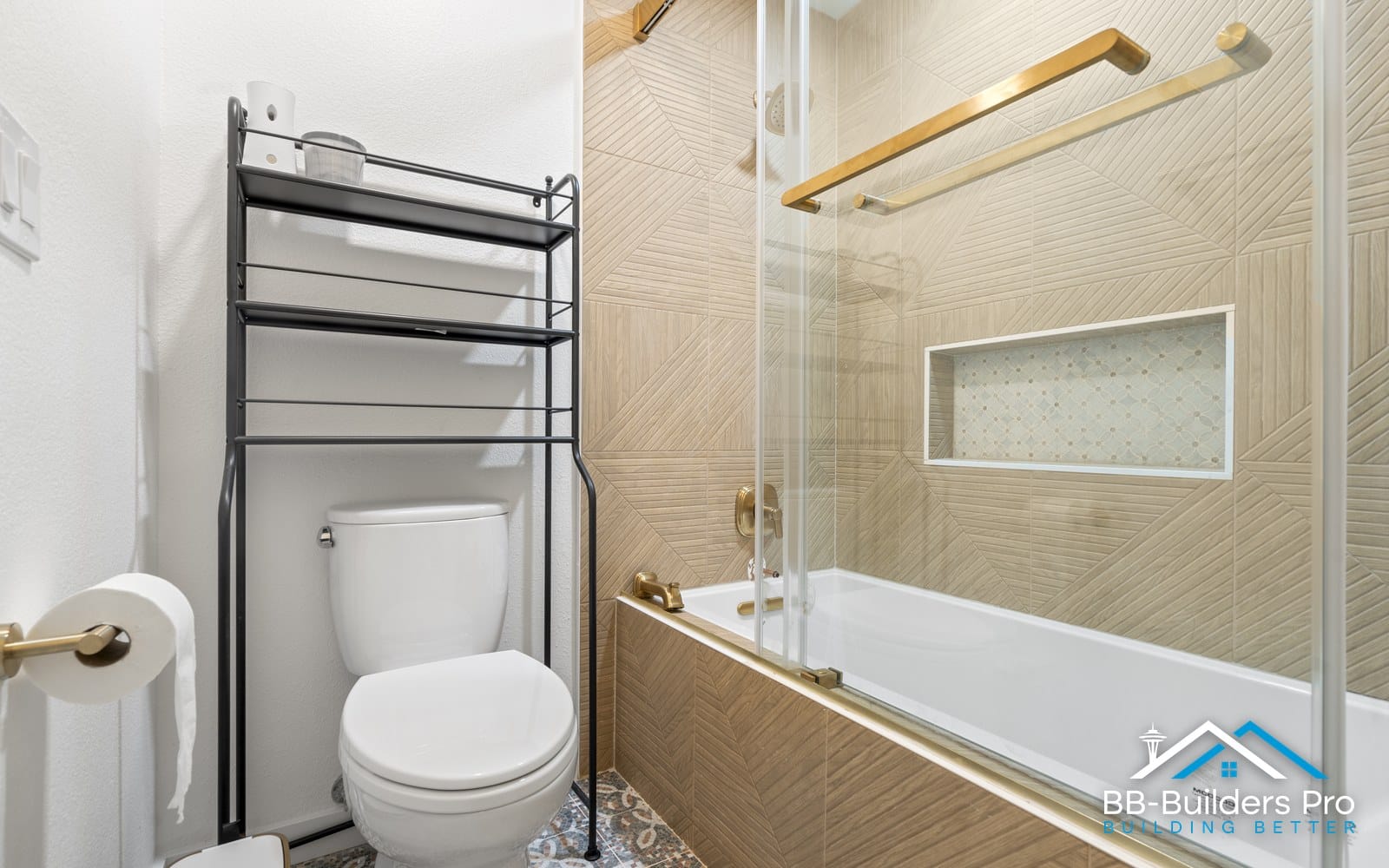 tub, toilet and tiled surround in a bellevue bathroom before demolition